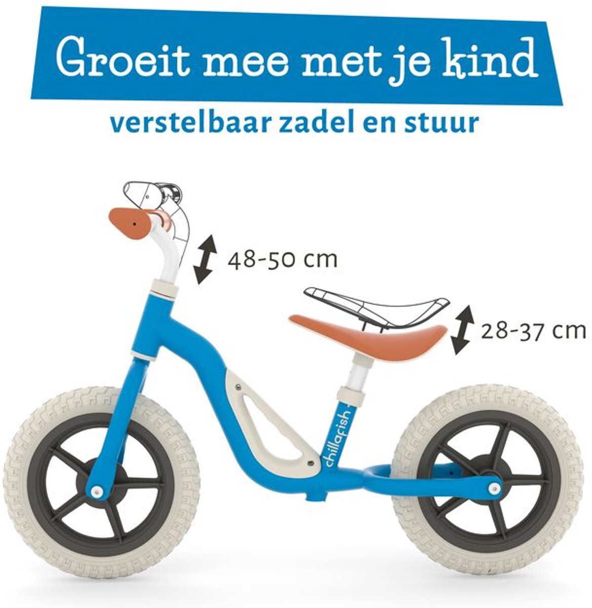 Chillafish Loopfiets 2 jaar - Lichtgewicht met verstelbaar zadel en stuur - Blauw- Loopfiets voor jongens en meisjes tot 4 jaar met handvat om te dragen en anti lek banden - Model Charlie — afbeelding 8