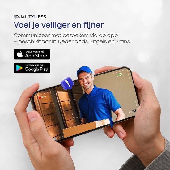 Quality4Less™ - Slimme Draadloze Video Deurbel met camera - Inclusief draadloze gong en 32GB SD-Kaart - 1080P Full HD - Wifi deurbel - Geen betaald abonnement nodig - Grijs van Quality4Less™ — afbeelding 5