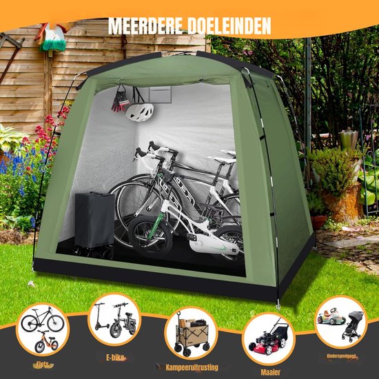 GTB® Fietsenberging - Fietsenstalling - Fietsenhok - Legergroen - 220cm x 150cm x 175cm van gtb — afbeelding 4