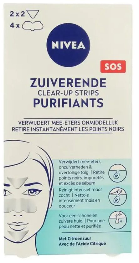 NIVEA Zuiverende Clear-up Strips - Neusstrips Meeeters - Blackhead Remover - Mee eters verwijderen - Pimple Patch - 6 stuks