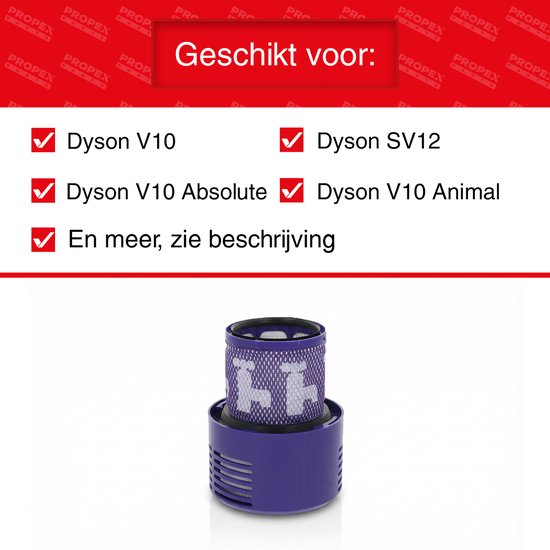 Paars filter met wit patroon voor Dyson V10, geschikt voor Dyson V10, V10 Absolute, V10 Animal, SV12.