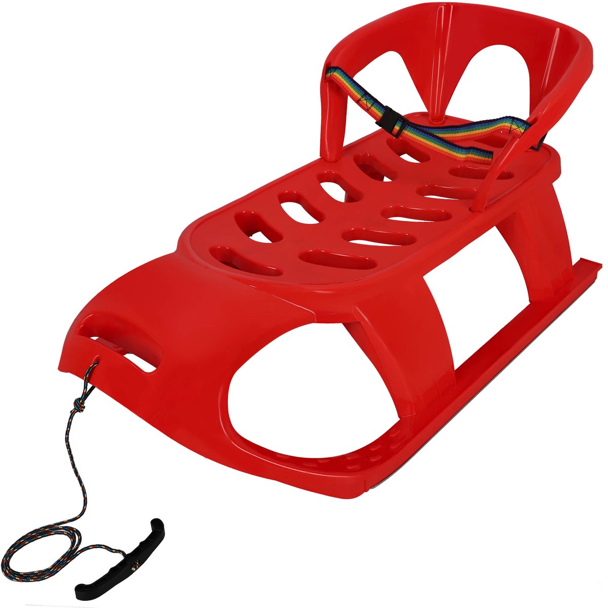 KOTARBAU® Sneeuw Slee, met Rugleuning en Veiligheidsgordel, Sneeuwschijf, Kunststof, 87x45x42 cm, Rood, Plastic Glijder Sneeuw, Bobsleeën, Sneeuwglijder, Glijschotel, met Trekkoord