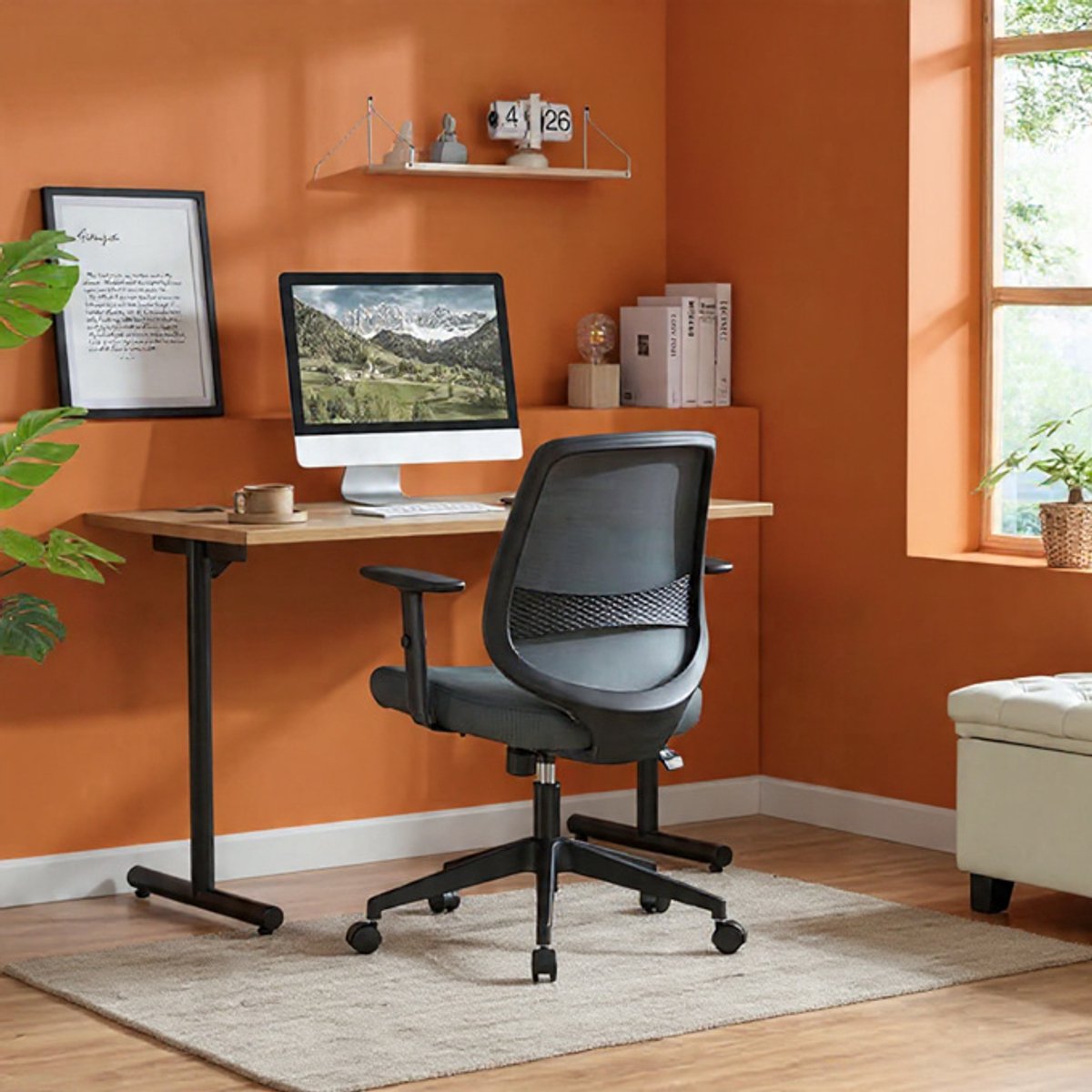 AeroFlex Ergonomische Bureaustoel - Managersstoel van Mesh, Verstelbare Armleuningen & Lendensteun - Rugvriendelijke Kantoorstoel 63,5x58,4x91,4 cm - Comfortabele Thuiswerk- en Kantoorstoel - Grijs...