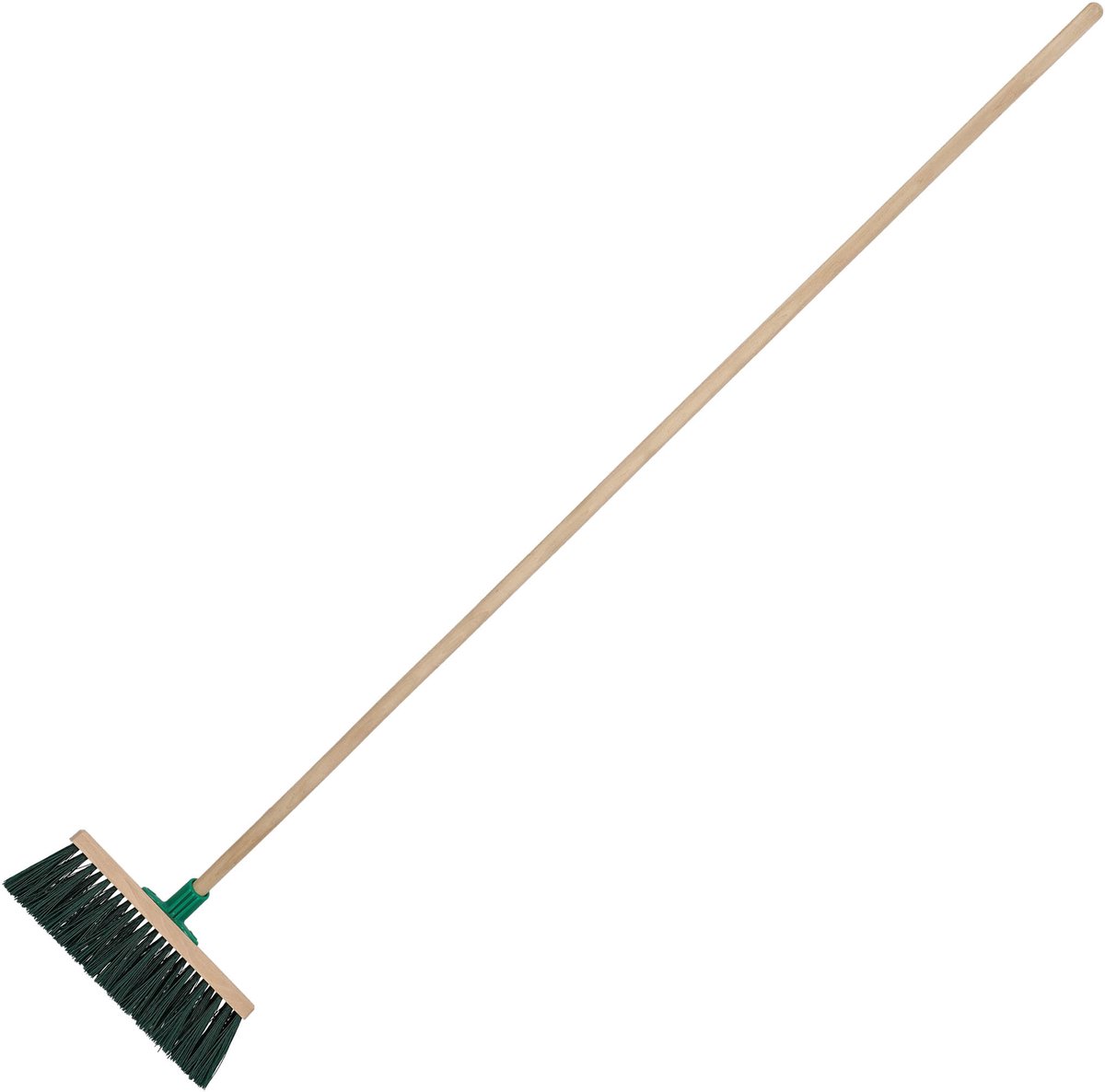 KOTARBAU® Straatbezem, Veegbezem, Tuinbezem, Beukenhout, 30 cm, Groen, Buitenbezem, Harde Veegbezem, Houten Straatbezem, met Houten Steel