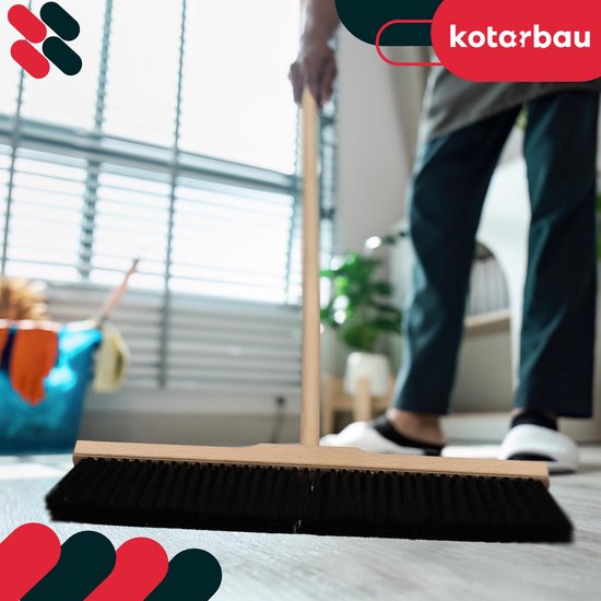 KOTARBAU® Straatbezem, Zonder Steel, Hout, 50 cm, Bruin, Nylon Borstels, Veegbezem, Buitenbezem, Tuinbezem, voor Binnen en Buiten, Ergonomisch Ontwerp van KOTARBAU — afbeelding 3