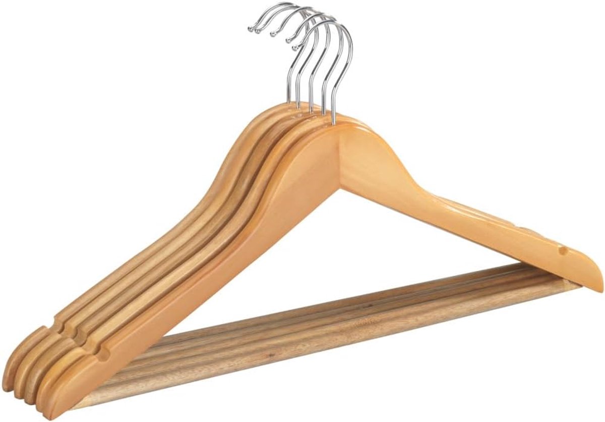 Candala 5 stuks, Hout, Bruin, Kleerhanger met Broekstang & Rok inkepingen