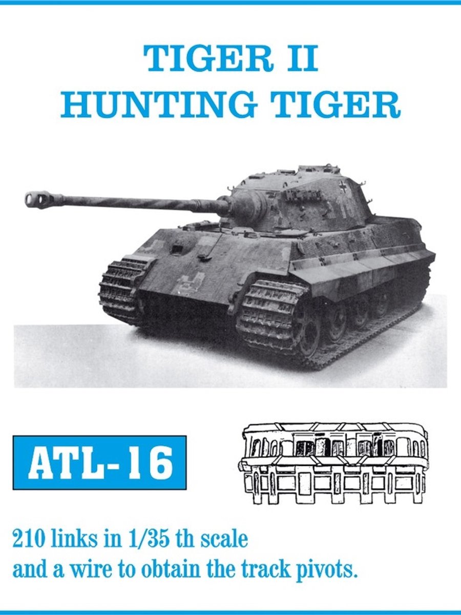 Friul ATL-16 Tiger II / Hunting Tiger Metalen Rupsbanden 1:35 – Witmetaal Track Set – Volledig Zelf Te Monteren
