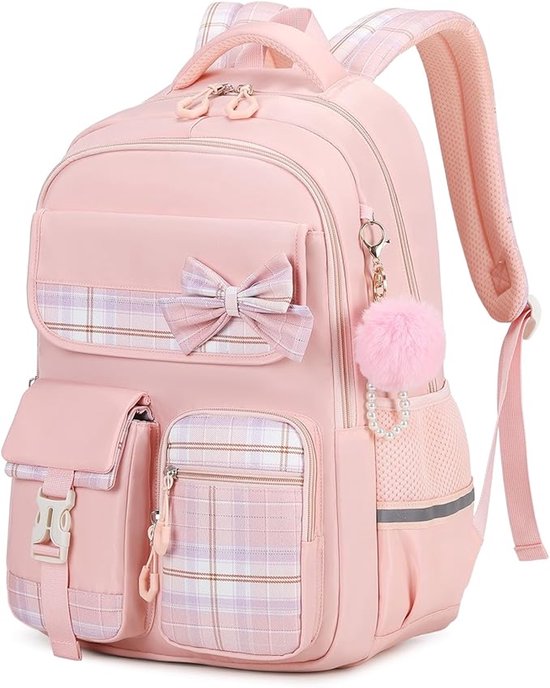 Meisjes School Student Schooltas - Outdoor Rugzak met trolleyband - Waterdicht - Schooltas - Rugtas - Tieners - Boekentas - Rugzak Meisje - Rugzak jongens - Rugzakken - Rugzakken met grote capaciteit - Rugtas Voor Kinderen - Laptop Rugtas - Roze