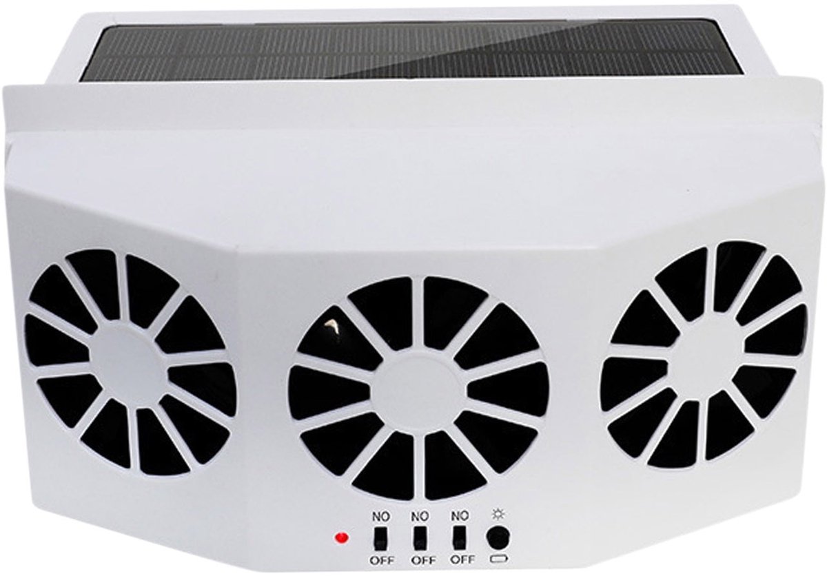 Autoventilator op zonne-energie, autoventilator, auto-uitlaatventilator, autoruitkoeler, auto-voorruitkoelventilator, ventilatiesysteemradiator - wit