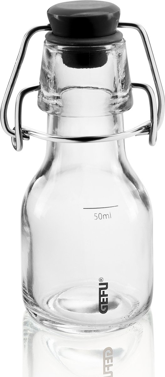 GEFU GINGO Shotflesjes 60 ml – 6 Stuks – Met Beugeldop – Lekvrij – Herbruikbaar