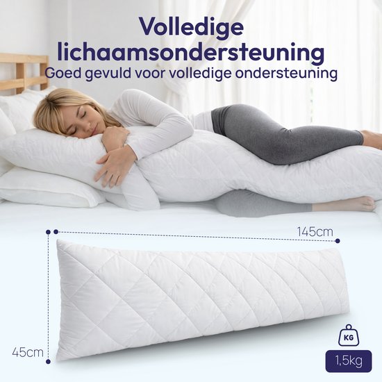 Comfeur Body Pillow - Ergonomisch - Zijslaperkussen, Zwangerschapskussen & Voedingskussen - Sluimerrol - Lichaamskussen met Wasbare Hoes - 40x145 cm van Merkloos — afbeelding 4