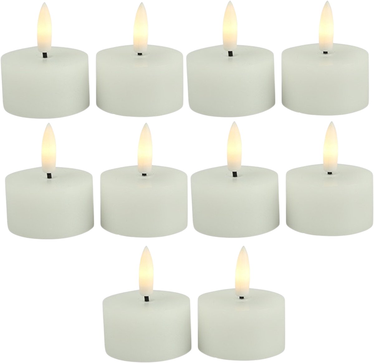 Countryfield LED theelichtjes/waxinelichtjes - 10x st - wit - D4 x H5,2 cm - met timer