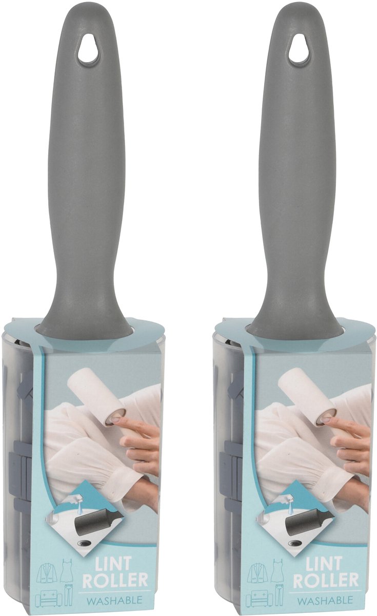 Kledingroller - 2x - kleefroller - kledingborstel - pluizenverwijderaar - herbruikbaar en wasbaar
