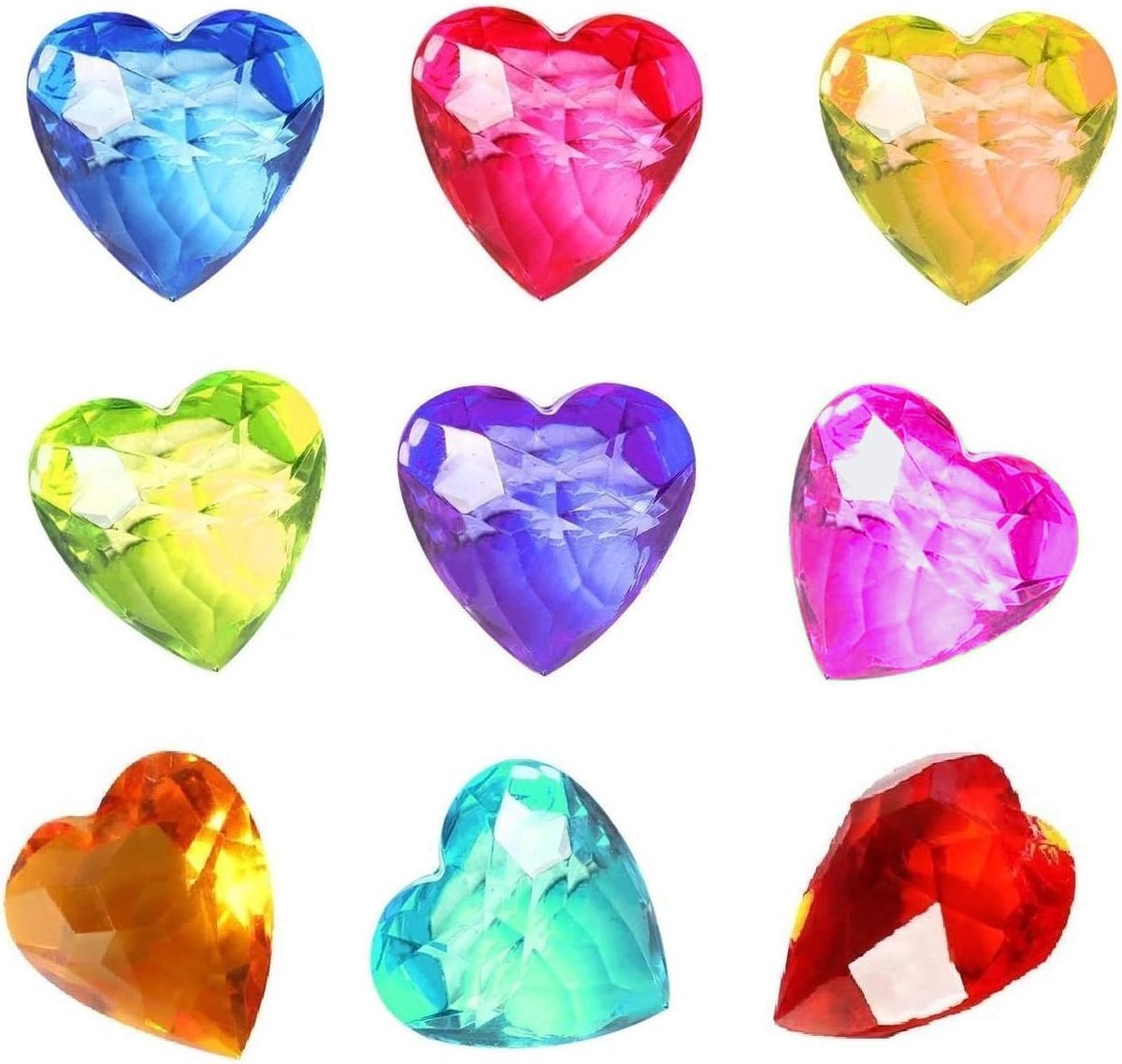 [20stuks 4cm] Grote Grootte Kinderen Hart Acryl Edelsteen Speelgoed, Piratenspeurtocht | Paaseierenvuller | Duikinstructeur | Partij gunsten, Cadeau voor verjaardag / Kerstmis / Pasen Prijzen