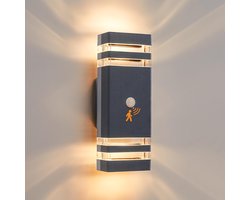 CELAVY Buitenwandlamp met Bewegingssensor - LED GU10 Up & Down Wandlamp - IP65 Waterdicht - Instelbare Sensor - Voor Binnen en Buiten - Antraciet