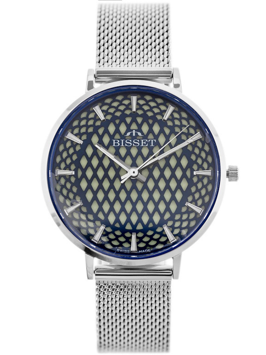 Bisset - Dameshorloge - Saffierglas - Stalen Band