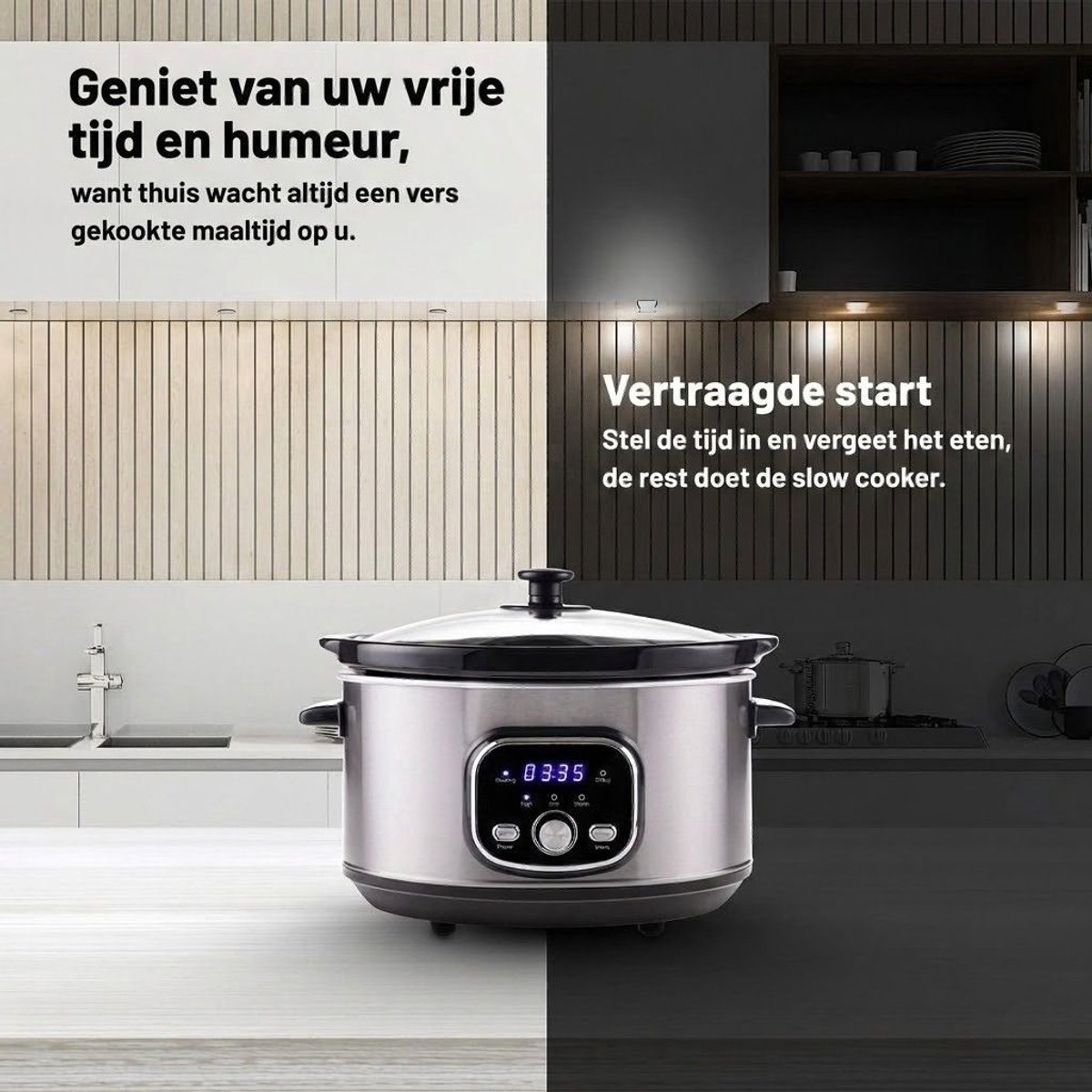 SNJY® Slowcooker 3,5 Liter met Timer - afbeelding 2