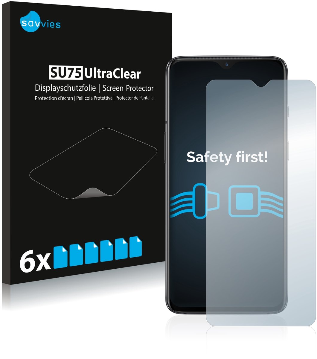 Savvies - Screenprotector voor OnePlus 7 - Folie Beschermfolie transparant 6 Stuks