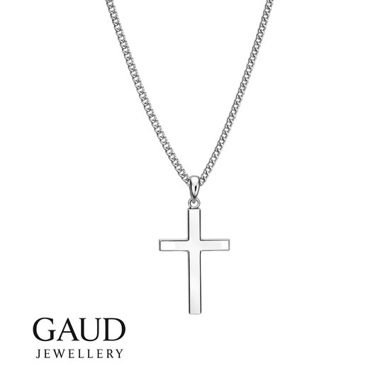 GAUD Zilveren Kruis Ketting – RVS Heren Ketting met Kruis Hanger – Minimalistisch & Waterproof – Verkleurt Niet