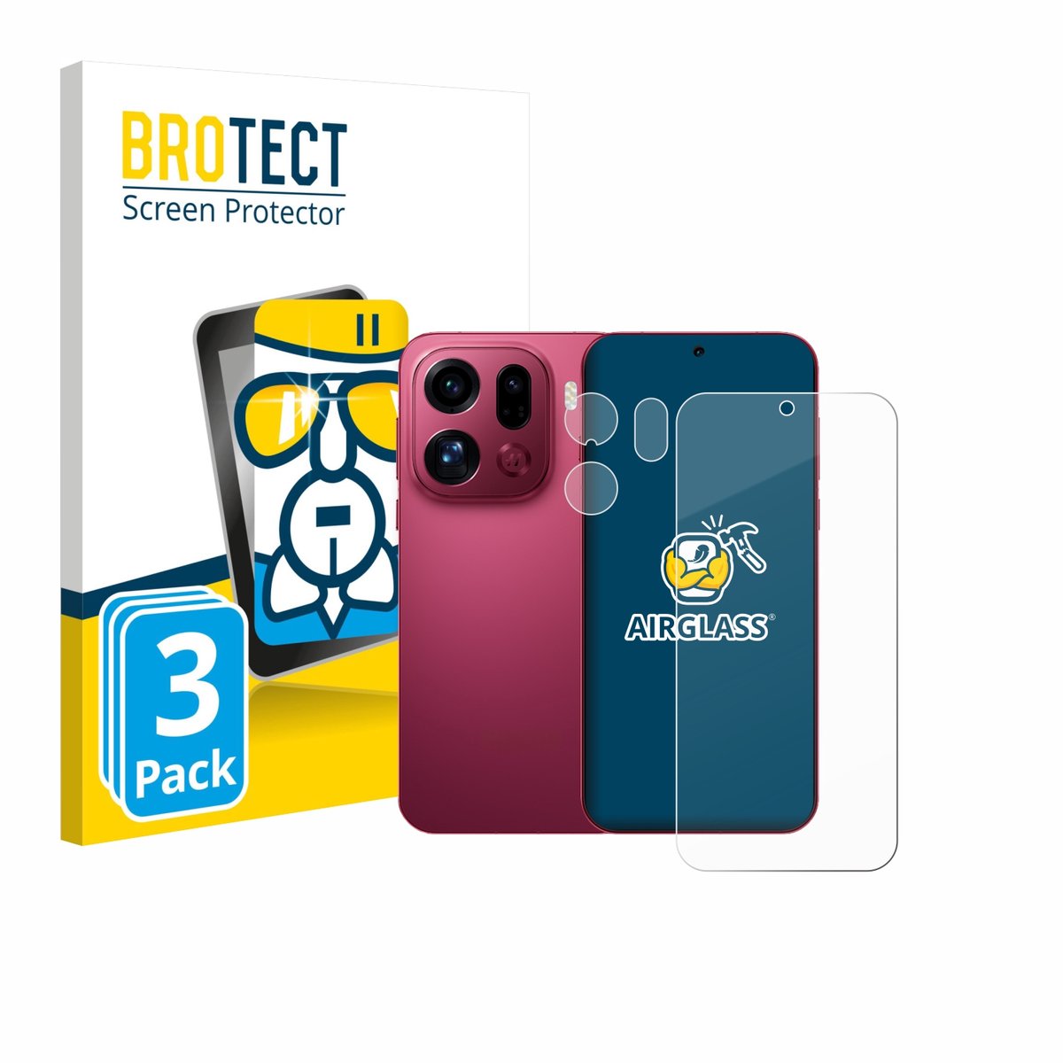 Screenprotector 3 Stuks voor Oppo Find X9 Pro (Voor+Camera) Beschermglas transparant