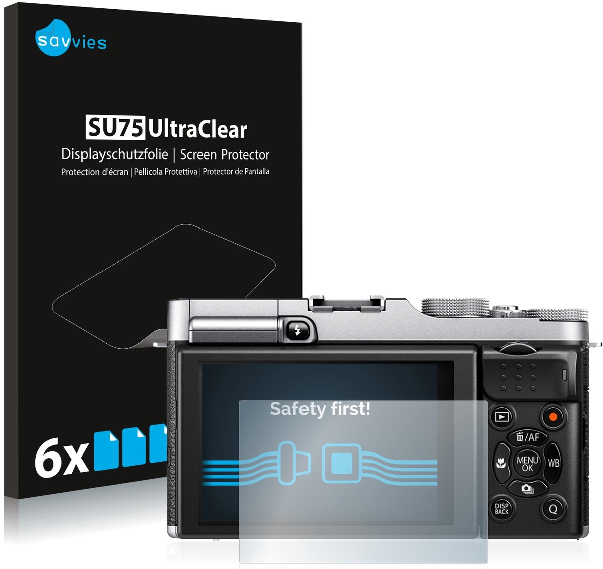 Savvies - Screenprotector voor Fujifilm X-M1 - Folie Beschermfolie transparant 6 Stuks