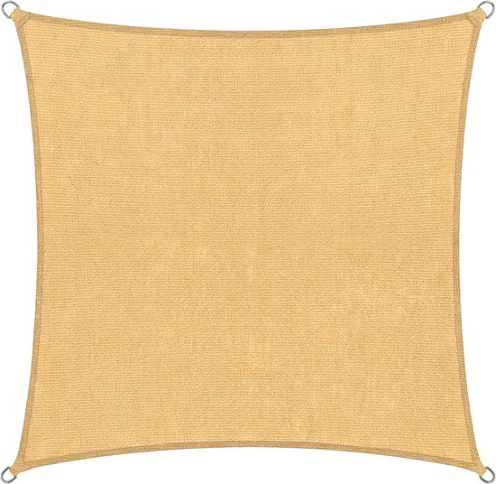 Toile d'ombrage carrée couleur sable avec œillets en inox dans les coins.