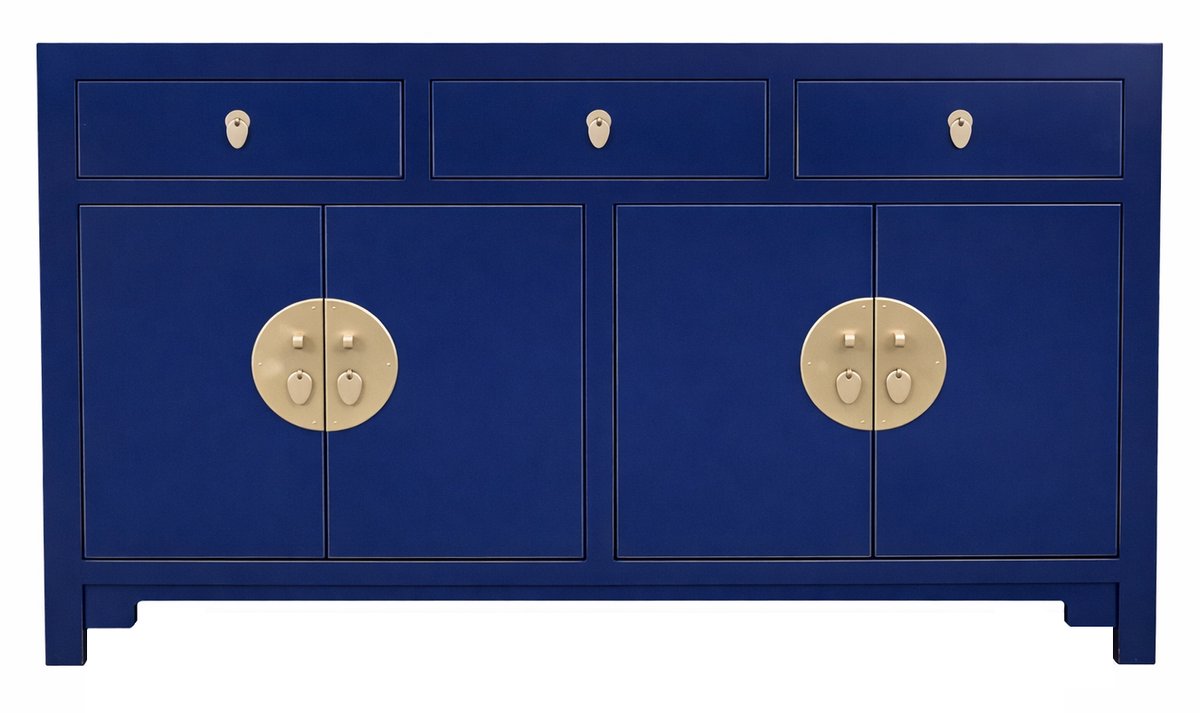 Fine Asianliving Chinese Dressoir Blauw Midnight Blue B140xD35xH85cm - Orientique Collection Chinese Meubels Oosterse Kast Midnight Blauw