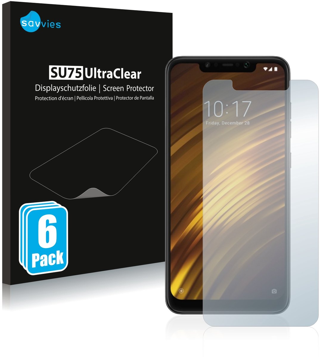 Savvies - Screenprotector voor Xiaomi Pocophone F1 - Folie Beschermfolie transparant 6 Stuks