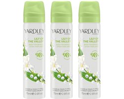Yardley London - Lily of the Valley Body Spray - 3 x 75ml