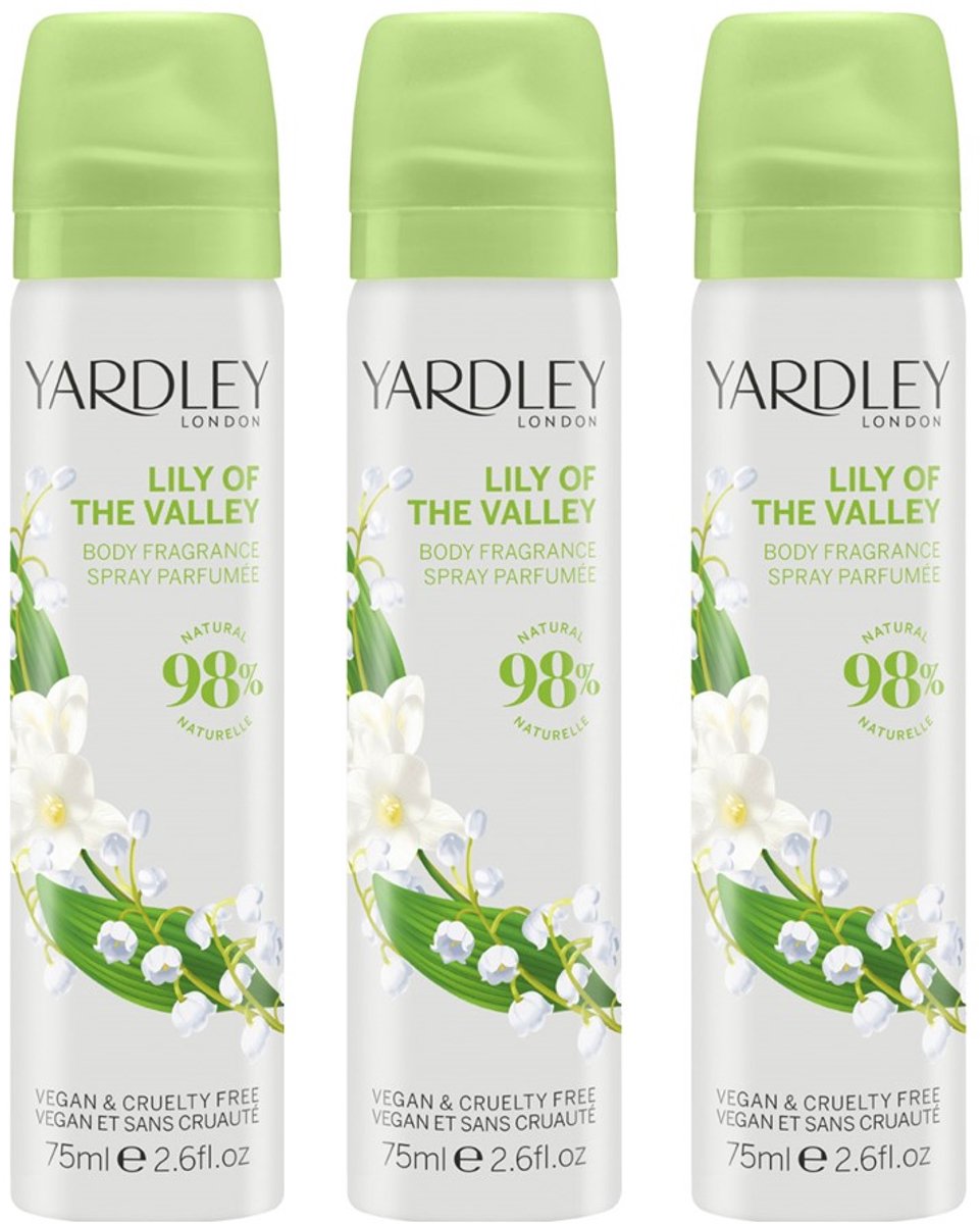 Yardley London - Lily of the Valley Body Spray - 3 x 75ml