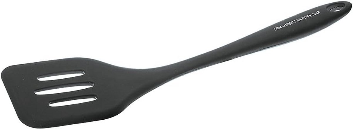 Hittebestendige Siliconen Spatel met Sleuf - 29 cm - Grijs