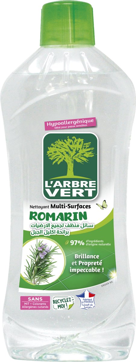 L’Arbre Vert Nettoyant Multi-Surfaces – Romarin – Stralende Glans & Perfecte Reinheid 1L