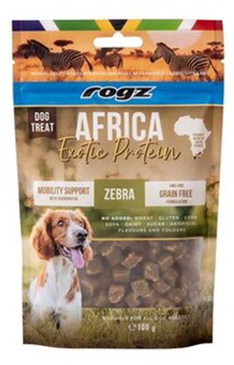 Frogz Africa Exotic Protein Zebra Hondensnacks – Graanvrij Trainingssnack (Mobility Support) - 1ST