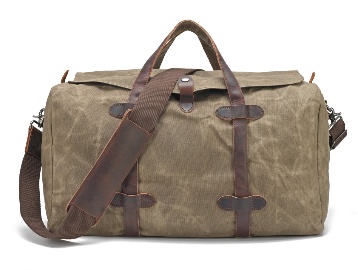 DE LAMASSU® Vintage Canvas Reistas 55 cm – Unisex Weekendtas 40L – Sporttas & Reis Duffel met Leren Details