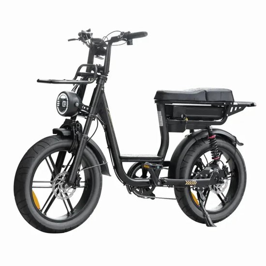 QMWHEEL V20 Comfort Elektrische Fatbike - Lage Instap - 20 Inch - 250W Motor - 7 Versnellingen - 60 km Actieradius - Hydraulische Schijfremmen - Zwart — afbeelding 2