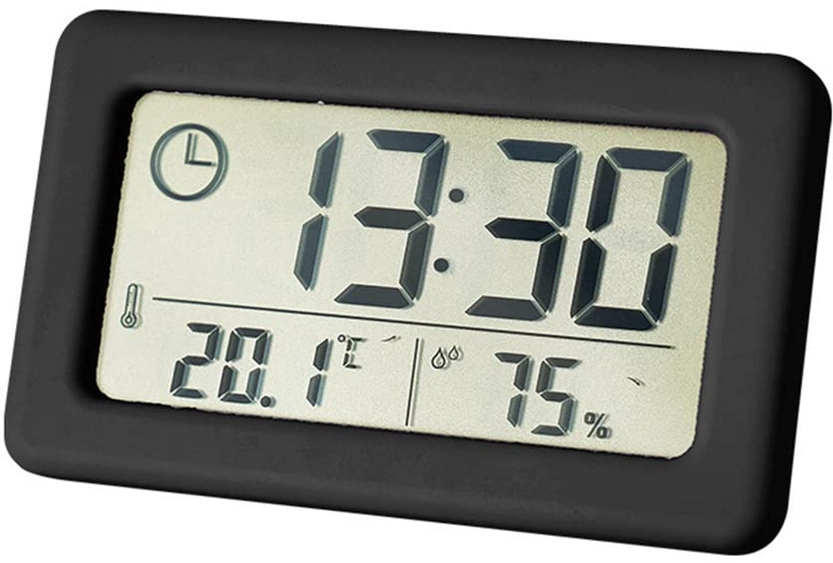 Digitale Thermometer en Hygrometer met Temperatuur Vochtigheid Meter en Klok voor Binnen