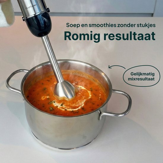 Staafmixer met Maatbeker - 1000W - RVS - 12 Snelheden + Turbofunctie - Handblender - Vaatwasserbestendig - BPA-vrij - Vivid Green