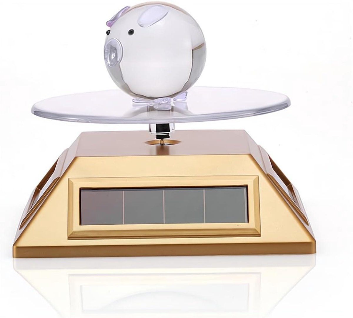 Allecto - Zonne-energie Draaitafel - Roterende standaard - 360° Draaiplatform - Goud Geschikt voor Horloges Sieraden - Display standorganizer - Telefoon Stand - Klok - Batterij - Niet inbegrepen