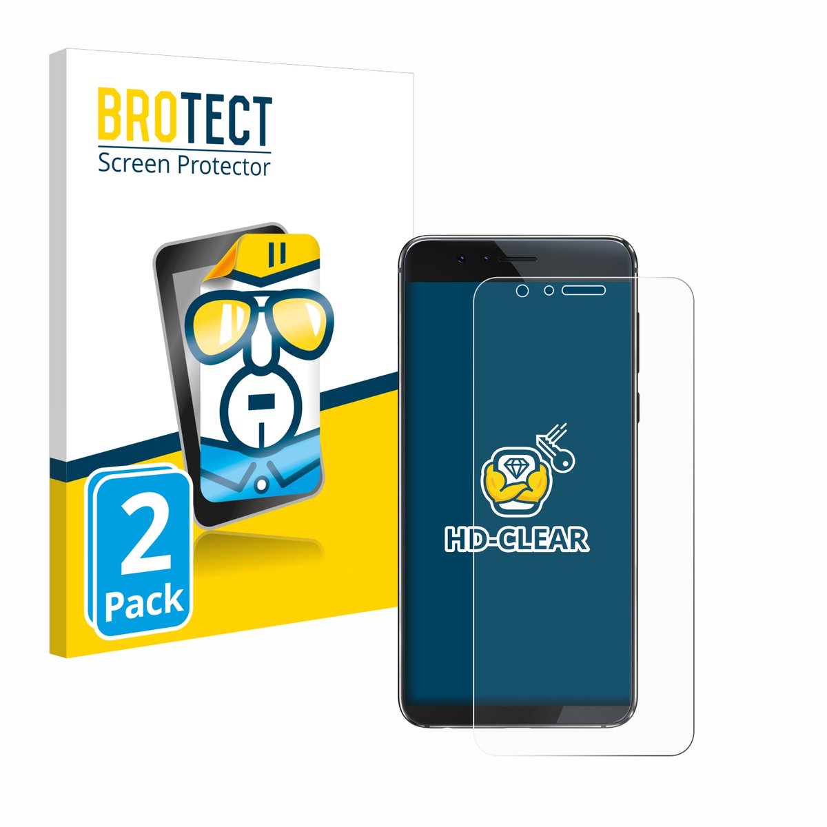 BROTECT - Screenprotector voor Honor 8 - Folie Beschermfolie transparant 2 Stuks