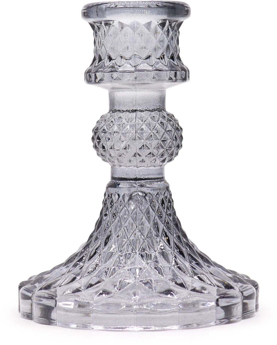 Ancient Wisdom 3 x Vintage Dinner Candle Holder - Midnight Grey middernachtgrijs