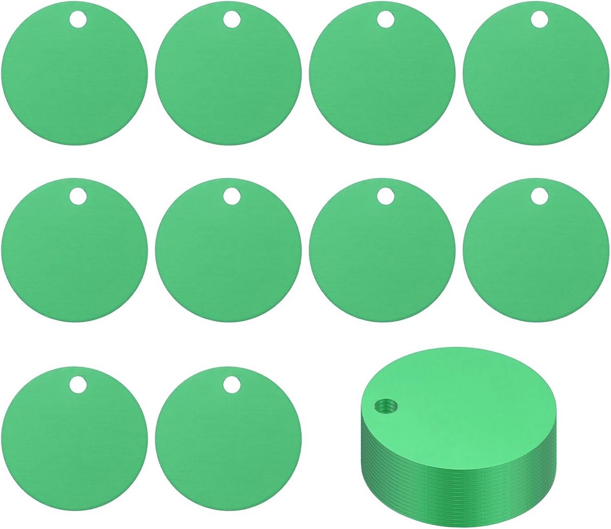 25x Ronde Metalen Tags Groen - Aluminium Blanks voor Graveren, Huisdier ID en DIY Sieraden