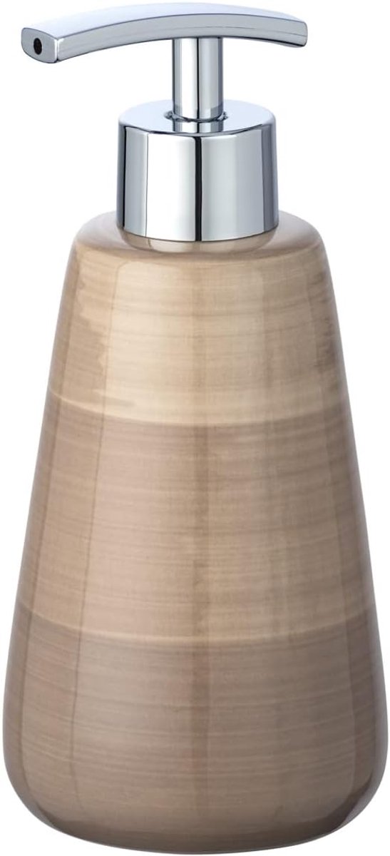 Famanu – Keramische zeepdispenser – 0,36 L – beige – 8x17,5x8 cm