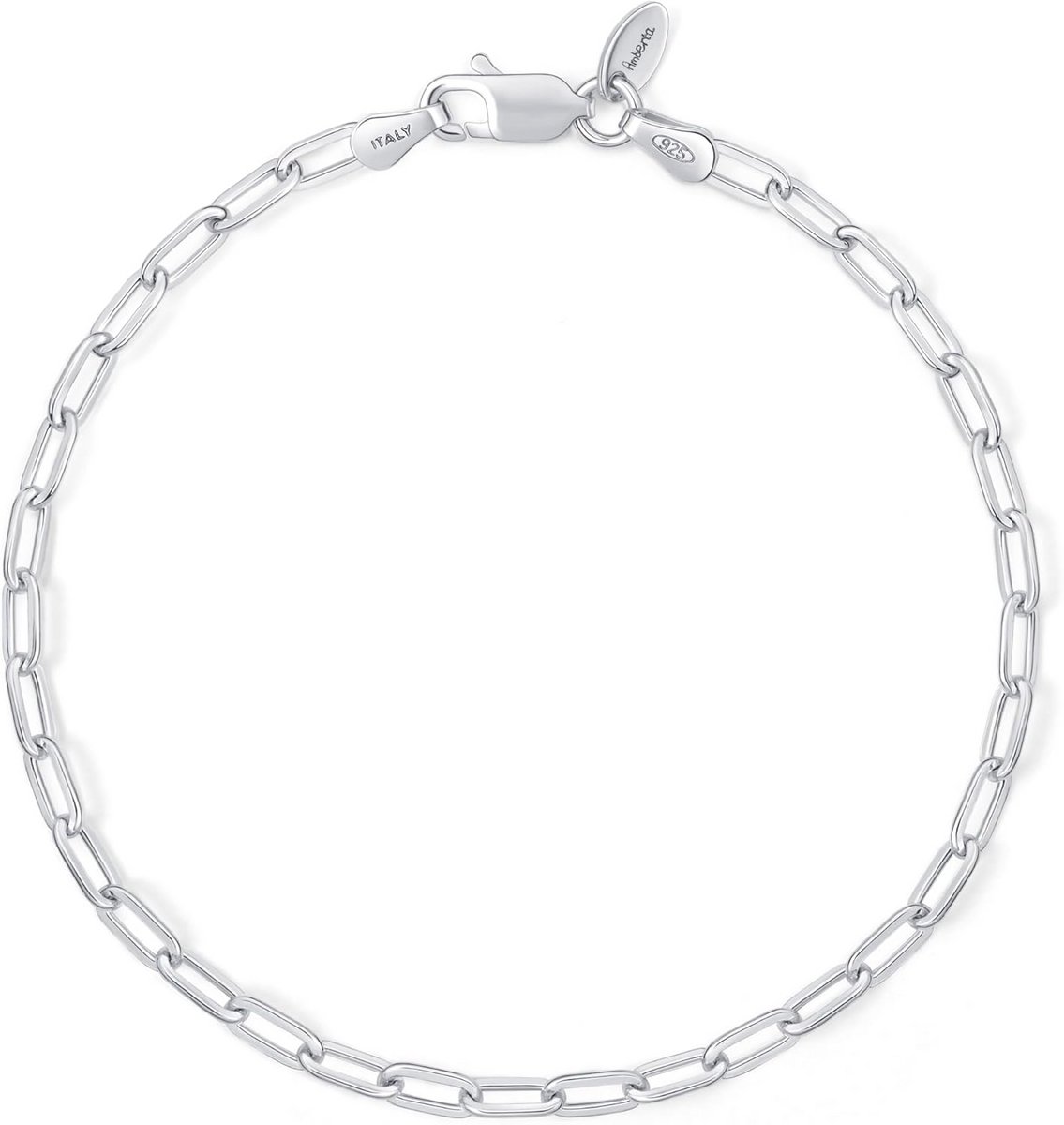 925 Sterling Zilveren Paperclip Armband voor Dames en Heren | Italiaanse Schakelarmband