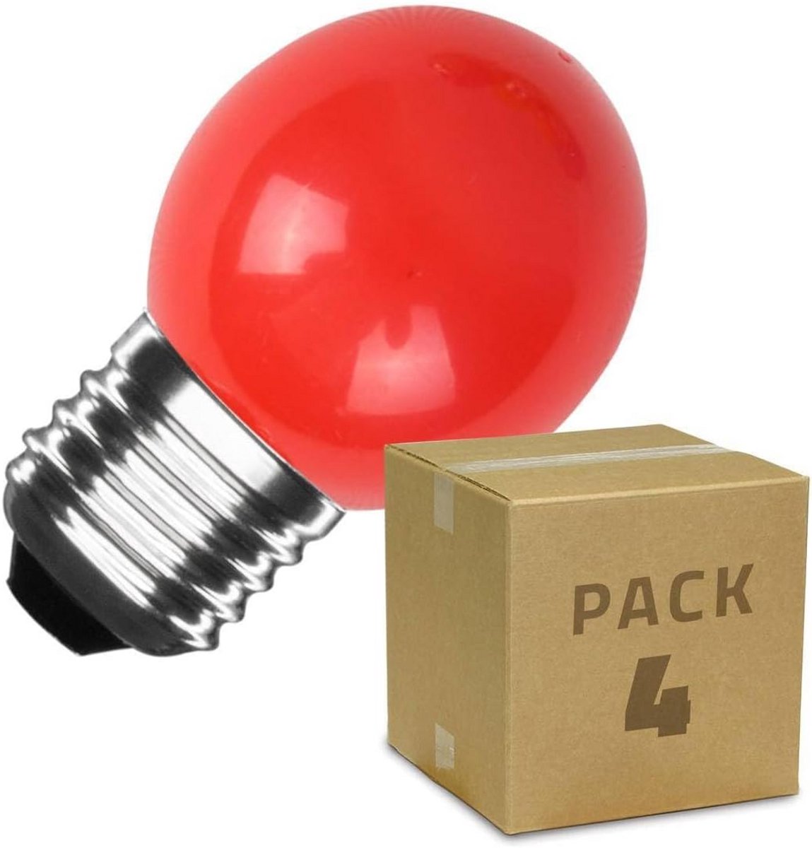 Set van 4 Gekleurde LED Lampen E27 Basis 3W Dimbaar Rood Licht