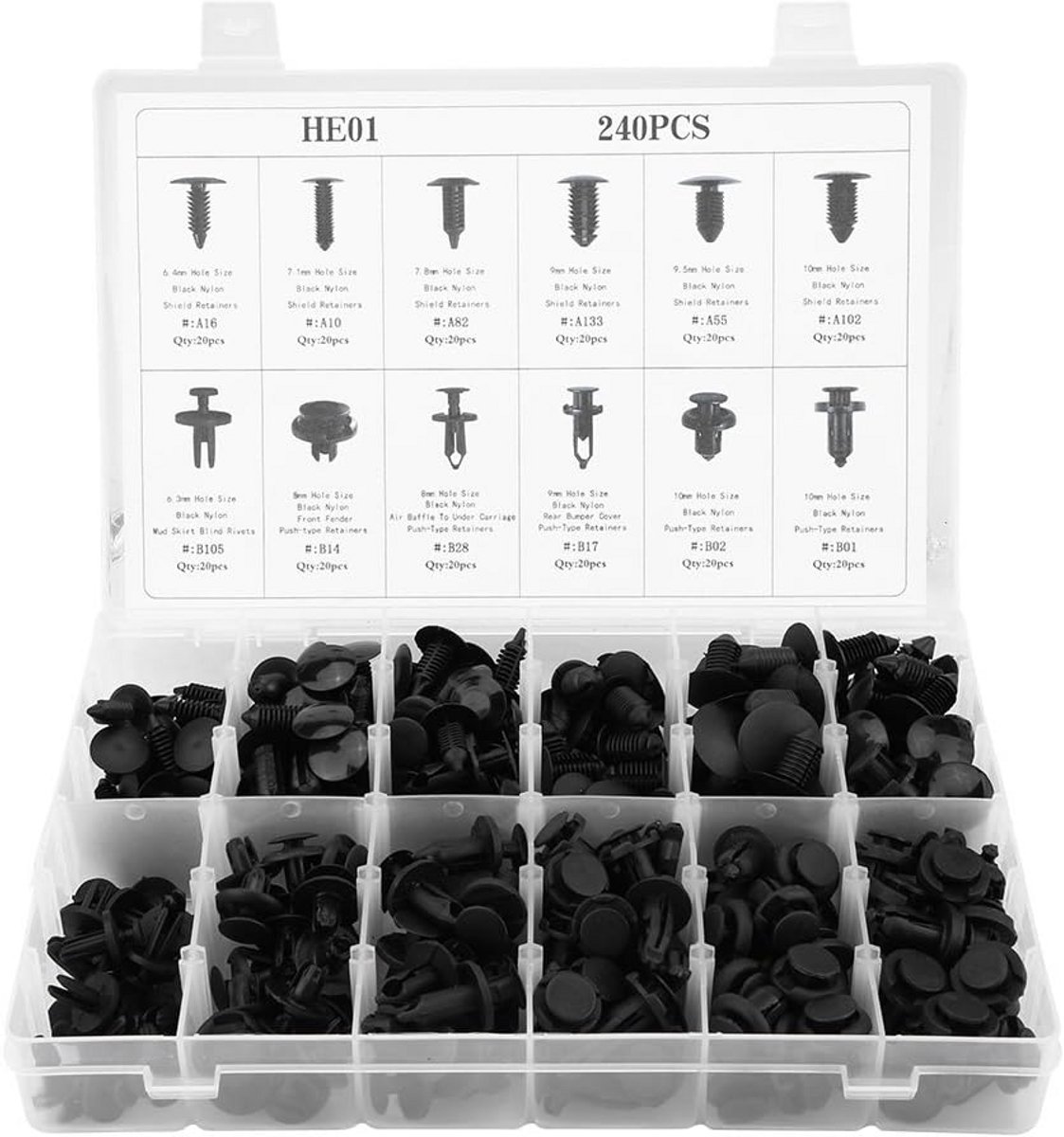 240 Auto Bevestigingsclips Set Universele Carrosserie Trim Clips met Reparatiegereedschap