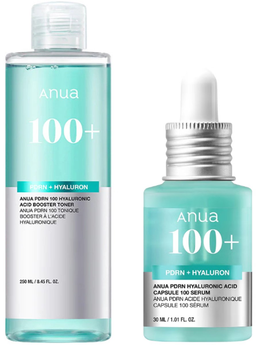 Anua – PDRN 100 Hyaluronic Acid Booster Toner 250ml + PDRN Hyaluronic Acid 100 Serum 30ml Bundel