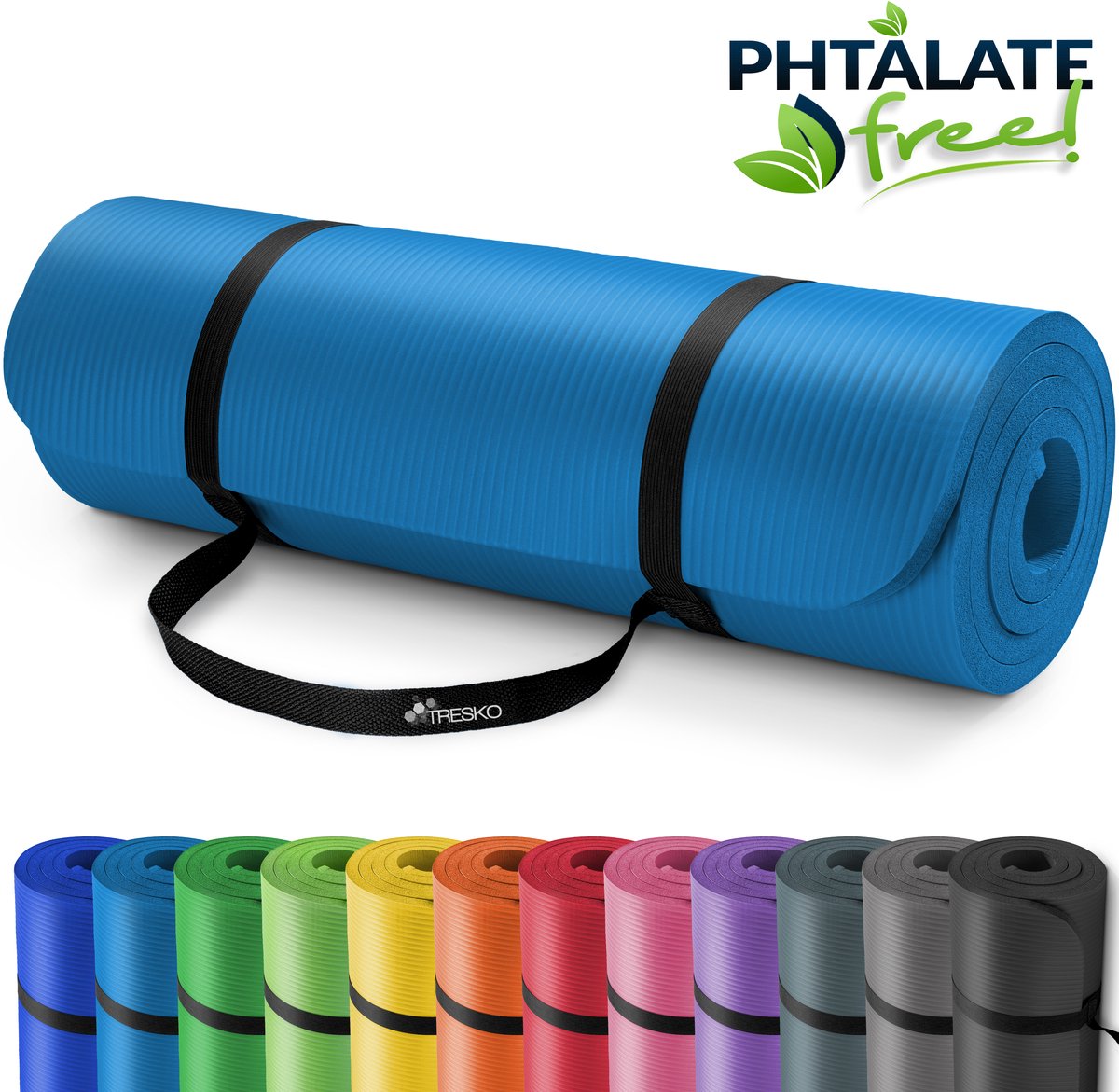 Yoga mat blauw 190x100x15 cm fitnessmat pilates aerobics