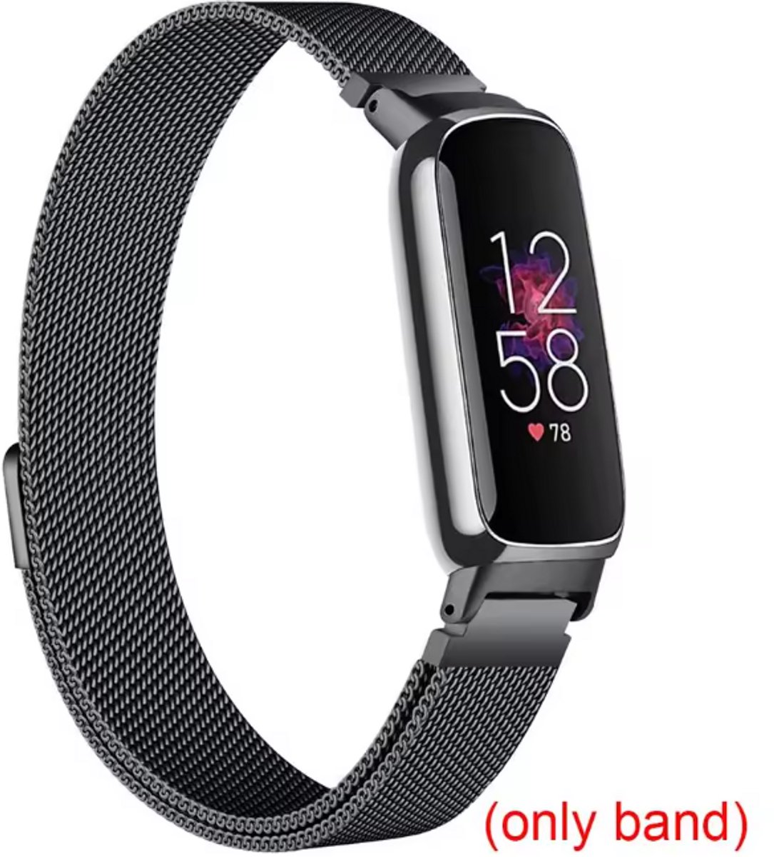 New Age Devi - Elegant Milanees bandje - geschikt voor Fitbit Inspire 3 - zwart