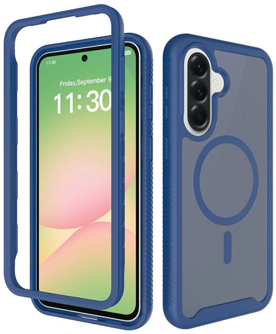 Samsung Galaxy A57 hoesje met ingebouwde screenprotector, 360° bescherming, schokbestendig, MagSafe compatible