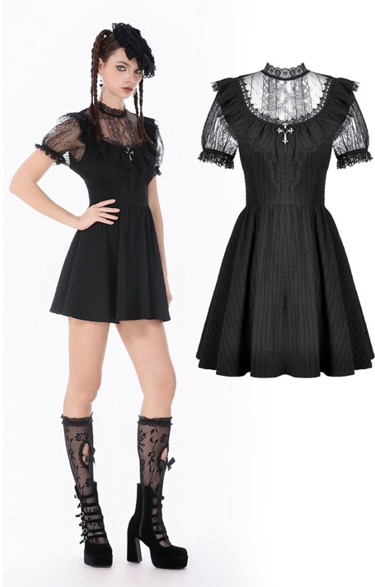 Dark in Love - Dark LaceFramed Silhouette Korte jurk - XS - Zwart
